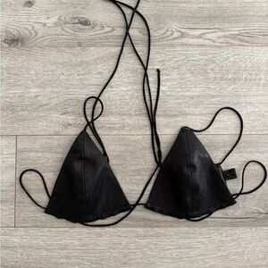 KIKI DE MONTPARNASSE Genuine Leather Triangle Bikini Top